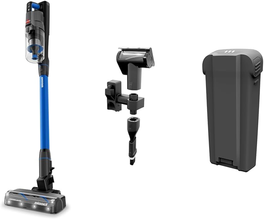 Bissell PowerClean 200W Self-Standing Cordless Vacuum w/Tangle Free Brush Roll, Removeable Battery, Wall Mount, Upholstery Tool & Bright Headlights, 4173