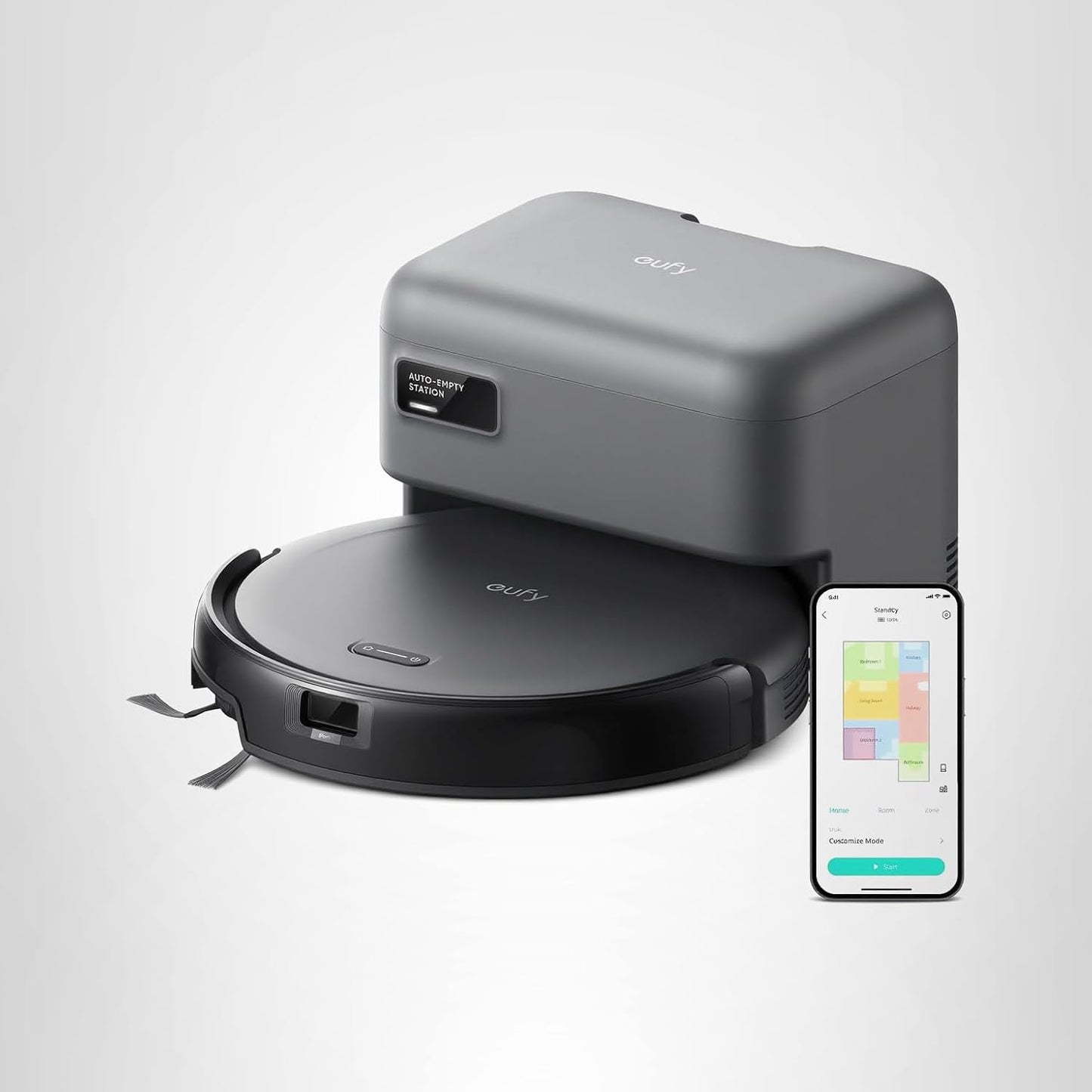 eufy C10 Robot Vacuum Self Emptying, 8 Weeks Hands Free, Advanced Smart Mapping with LiDAR Navigation, 2.85-Inch Slim Design, Powerful Suction, Edge Expansion Brush for Pet Hair, Carpet Detection