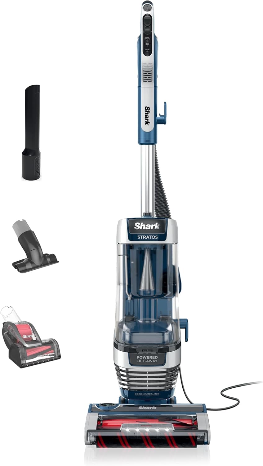 Shark AZ2002 Vertex Powered Lift-Away Upright Vacuum with DuoClean PowerFins, Self-Cleaning Brushroll, Large Dust Cup, Pet Crevice Tool, Dusting Brush & Power Brush, Silver/Rose Gold