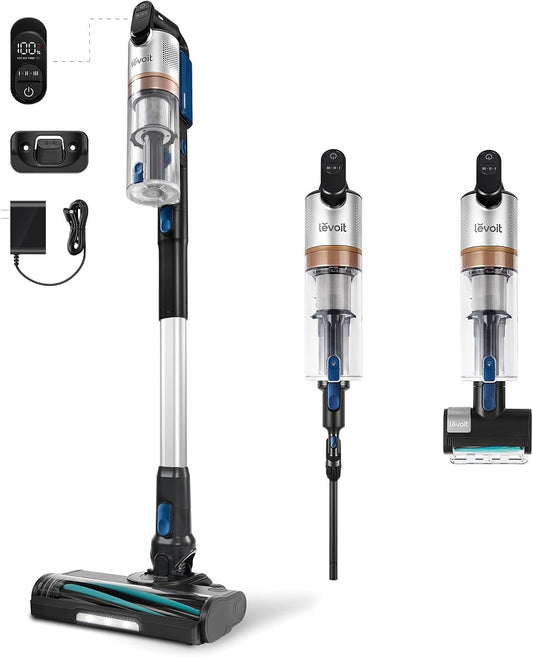 LEVOIT Cordless Vacuum Cleaner with HEPA Filter, Stick Vac with Tangle-Resistant Design, Up to 60 Mins, Powerful Suction, Lightweight, Mini Motorized Brush, for Carpet, Hard Floor, Pet Hair, LVAC-300