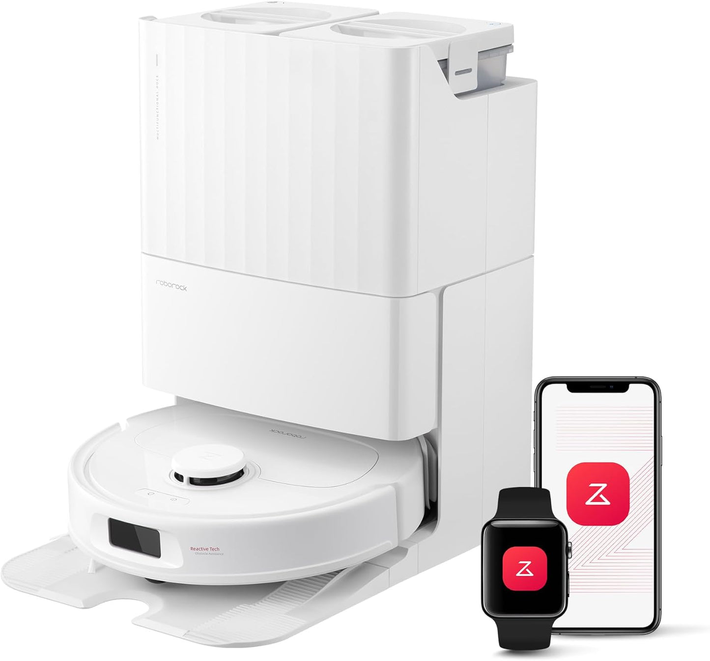 roborock Qrevo Series Robot Vacuum and Mop, 8000Pa Suction, Upgraded from Qrevo S, Anti-Tangle Brush, Smart Obstacle Avoidance, Auto Mop Washing, All-in-One Dock, 200RPM Spinning Mops, White(QV 35A)